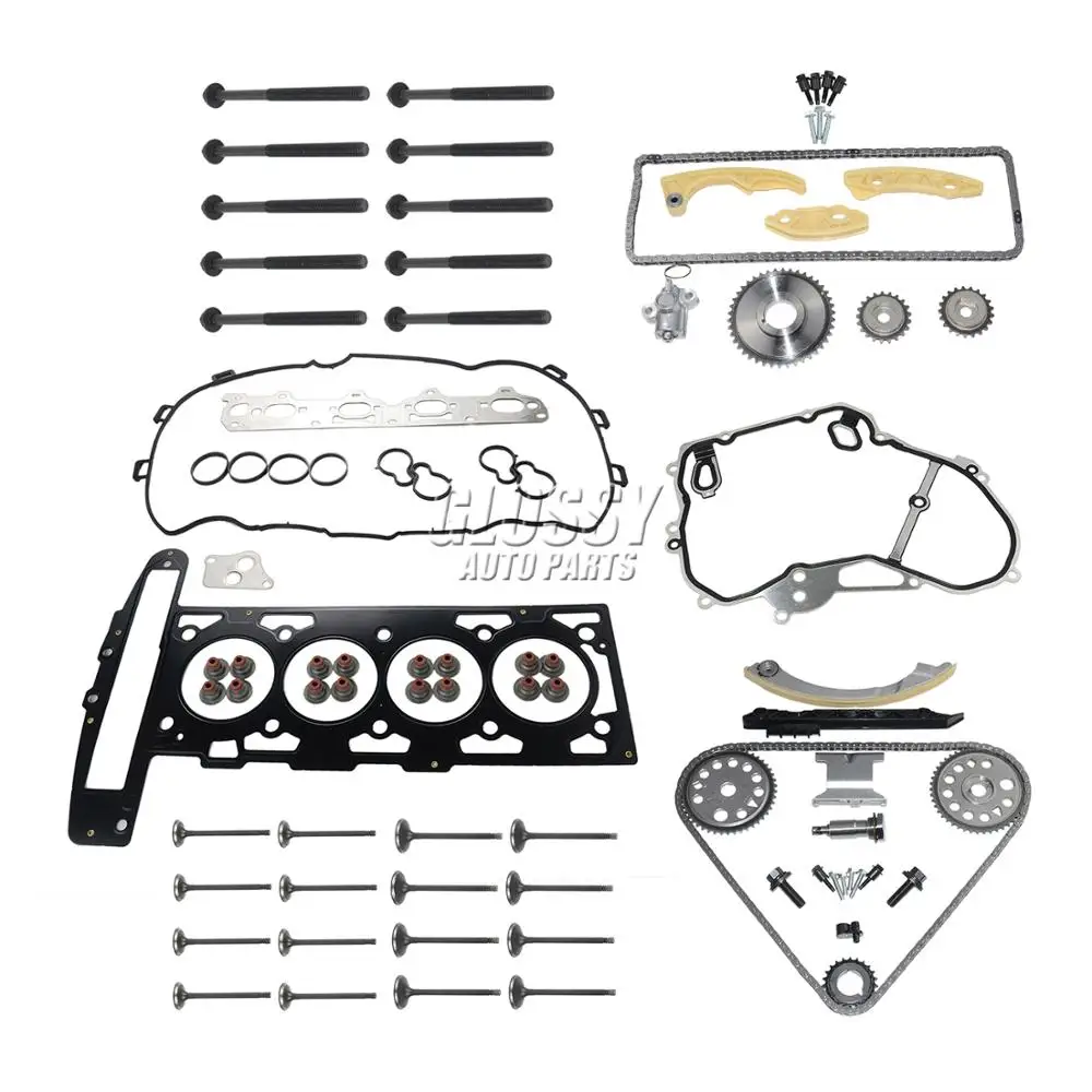 

AP02 For GM Opel Z22SE 2.2 16V Timing Chain Kit + Cylinder Head Gasket Set + Bolts + Inlet Exhaust Valves