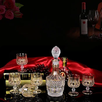 

7 Pcs/Set top quality home crystal whiskey decanter Set luxury whiskey glass for Liquor Scotch Bourbon 200831-02
