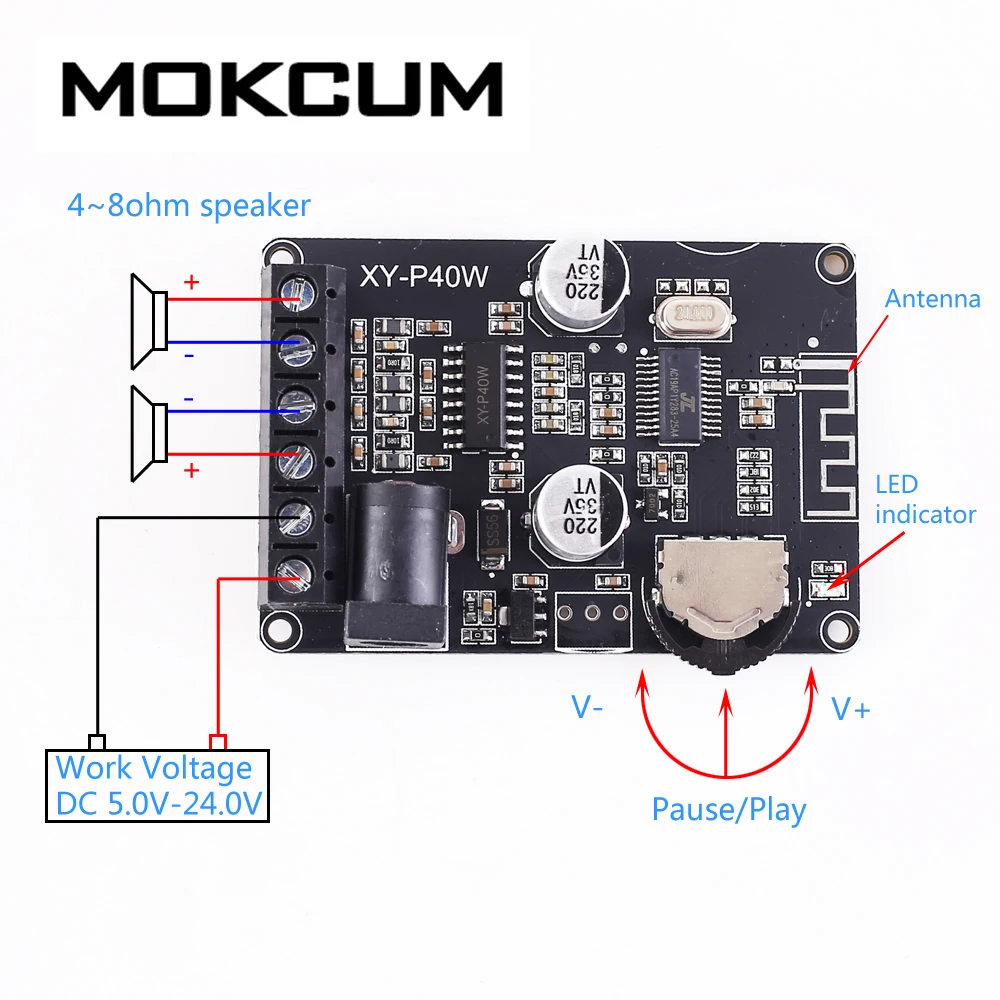 Стерео Bluetooth Усилитель мощности доска 5 в 12 В 24 в 20 Вт 30 Вт 40 Вт Bluetooth приемник модуль с чехол для DIY