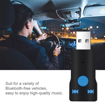 

Kebidu USB Bluetooth4.1 Aux Wireless Handfree Mini Car Bluetooth Music Audio Receiver Adapter 3.5mm Stereo Audio Support TF Card