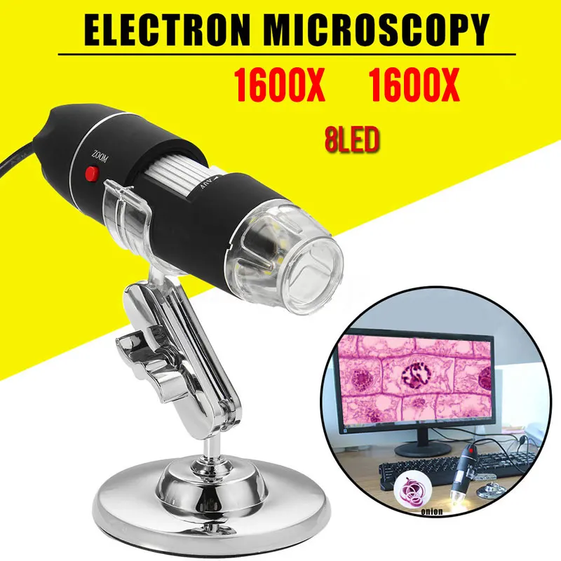 ABS 8LED 1600X эндоскоп цифровой микроскоп Ручной эндоскоп контроль фотографии практичный Черный видео в реальном времени
