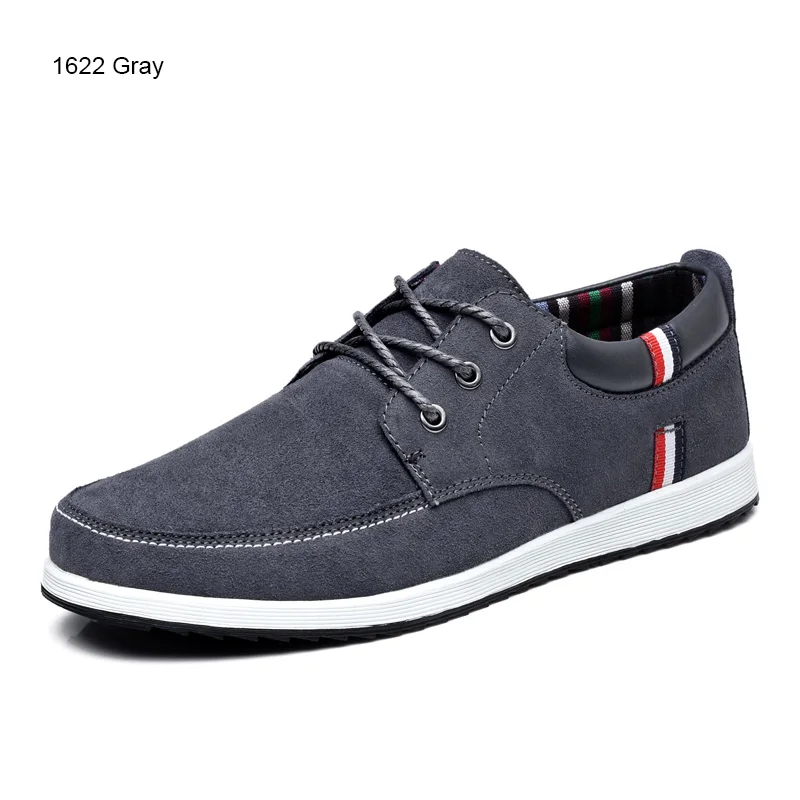 S1622 grey SUROM/ мужская кожаная повседневная обувь; замшевые мокасины; мужские лоферы; Роскошные Брендовые мужские водонепроницаемые Мокасины на шнуровке; кроссовки на плоской подошве - Цвет: S1622 grey