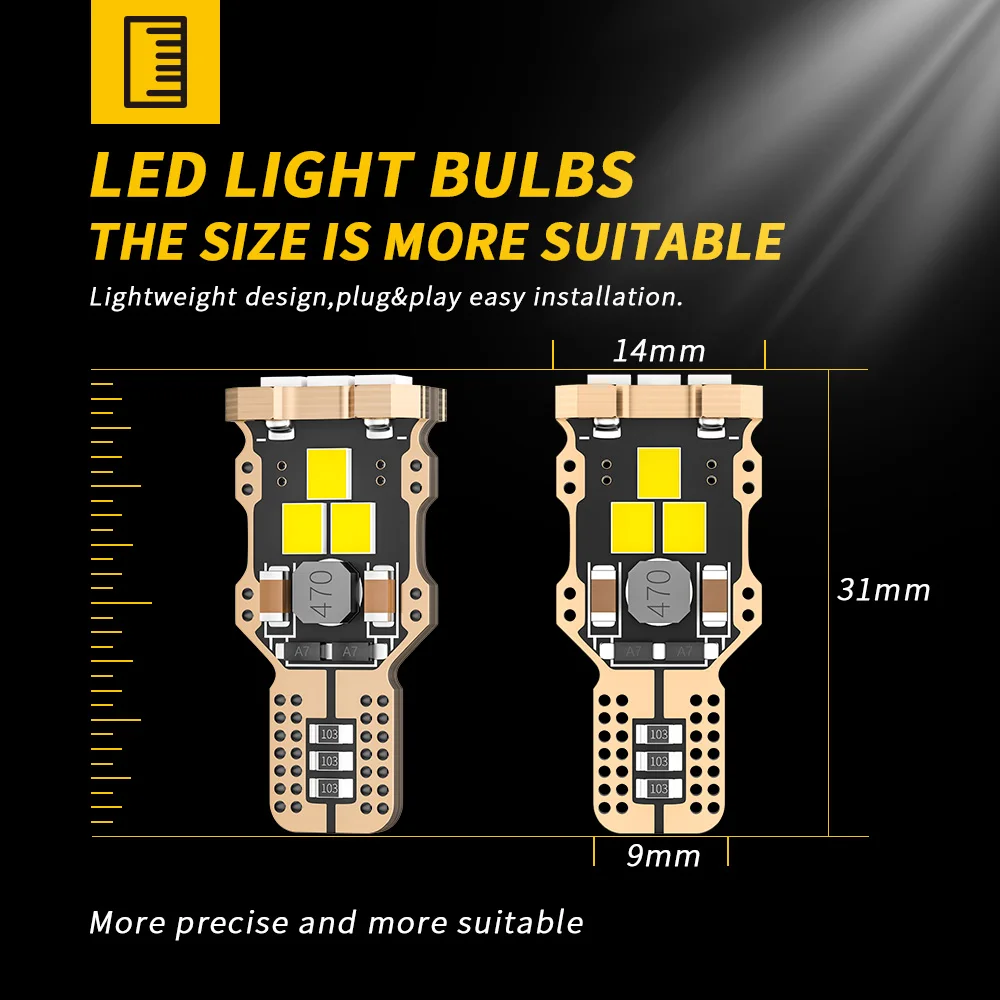 DXZ 2pcs T15 W16W LED  2835 9-SMD 6000K Canbus T16 921 912 ڵ  ,    ڵ ȣ  12V 24V