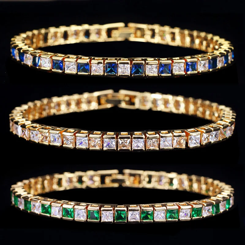 Wah Mei кубический цирконий ювелирные изделия квадратный браслет цепочка CZ камень латунь высокое качество