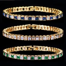 Wah Mei кубический цирконий ювелирные изделия квадратный браслет цепочка CZ камень латунь высокое качество