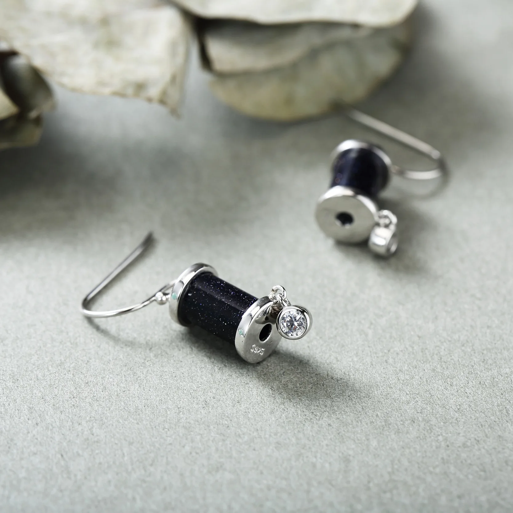 Wong Rain Romantic 925 Sterling Silver Natural Blue Sand Aventurine Gemstone Drop Dangle Hook Earrings Fine Jewelry Wholesale