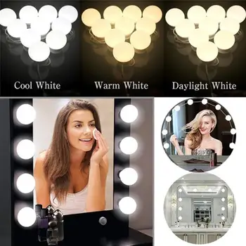 

2/6/10/14pcs LED Makeup Mirror Light Bulb Dimmable Hollywood Vanity Lights Stepless Dimmable Wall Lamp For Dressing Table