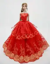 Vêtements pour poupées BJD, robe de mariée en dentelle rouge, motif Floral, épaules dénudées, vêtements de princesse pour Barbie, accessoires de fête, 1/6, 1/6