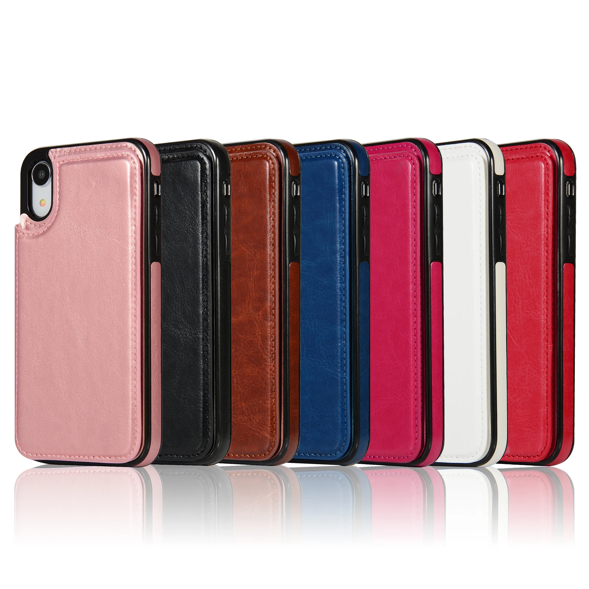

Two-button new flip wallet for iPhone XR XS XS MAX 8 Plus 7Plus 8 7 6Plus 6S 6 5S 5 bracket TPU leather case.