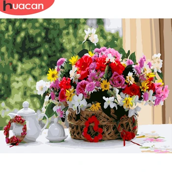 

HUACAN Oil Painting By Number Flower Kit Drawing On Canvas Wall Art Coloring By Numbers HandPainted Pictures DIY Gift Home Decor