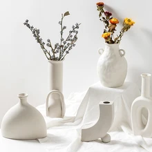 Скандинавская Цветочная ваза, украшение для дома, керамическая ваза для цветов для свадьбы, белое растение, художественный декор, современный Ландшафтный Декор