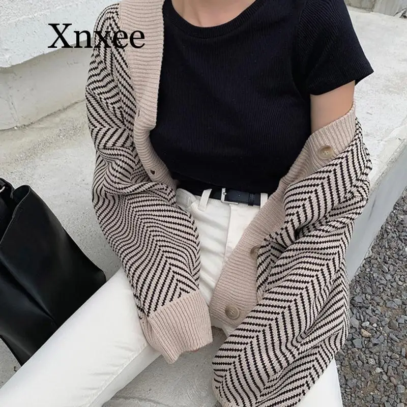 zebra Knitted Striped Cardigan Sweater Women Fashion Patchwork Top Autumn Winter 2020 Long Sleeve Casual Outwears V Neck zebra Knitted Striped Cardigan Sweater Women Fashion Patchwork Top Autumn Winter 2020 Long Sleeve Casual Outwears V Neck