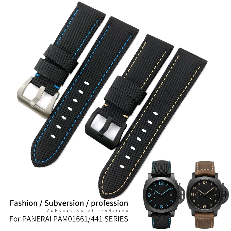 Ремешок для часов Panerai 24 мм Нейлоновый парусиновый кожаный ремешок наручных