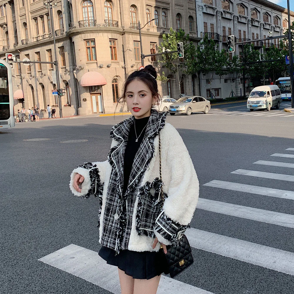 

Photo Shoot Cotton Coat Women's Short Graceful Winter Coat Women's 2020 New Style Lambs Wool Duffle Coat Fur Coat