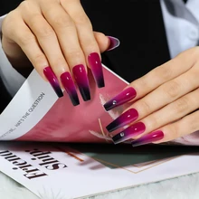 

Gradient Luxury Long Fake Nails Acrylic Full Coverage With Rhinestones Ballerina Coffin Fake Nail Tips Removable 24 Pieces/Box