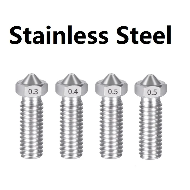 8pcs 3D Printer Volcano Nozzles Stainless Steel Brass Hotend Nozzle 0.2mm-1.2mm 1.75mm for V400 genius Vyper Kobra 3d printer nozzle 3d printer hotend 3d printer parts
