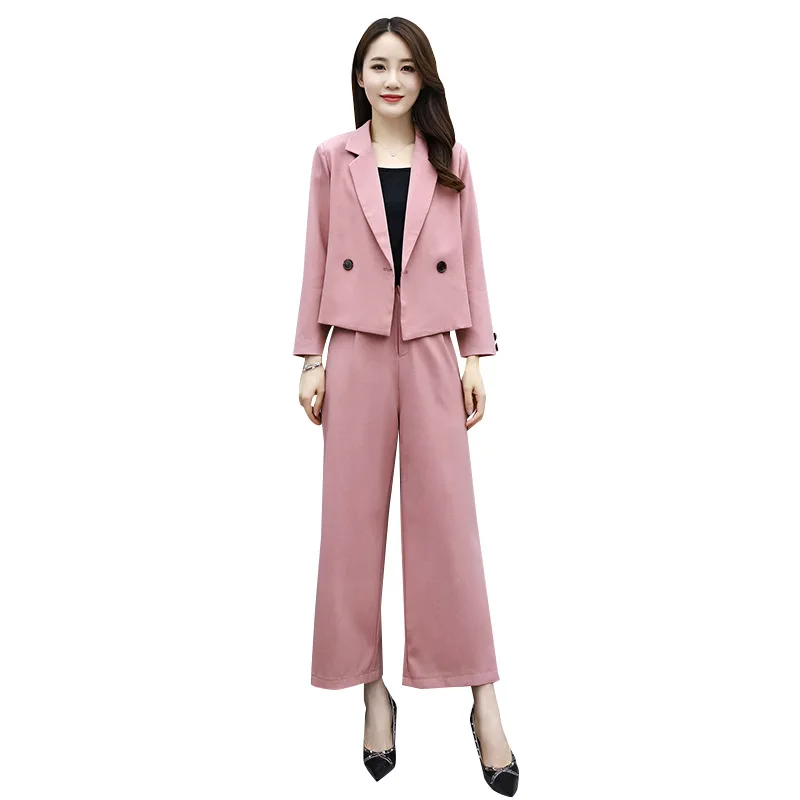 

Early Autumn New Style Suit WOMEN'S Suit 2019 Fashion Western Style Two-Piece Suit Western Style by Age Wear Loose Pants