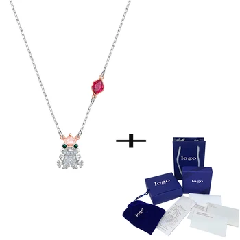 

SWA Fashion This World Kiss Necklace Shines Frog Prince Personality Simple Ornaments Send Lovers Romantic Birthday Gift
