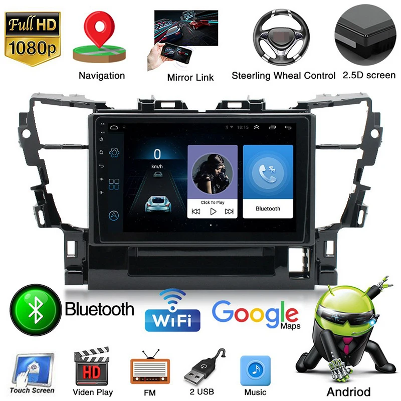 Для Toyota Alpha 2015 навигация 2 Din 1 + 16G Android 9 автомобиль радио 10 &quot ВЫСОКАЯ ЧЁТКОСТЬ авто