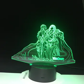 

3D World Of Warcraft Figure Lich King Arthas Menethil Figure Led Lamp Multicolor USB Warcraft Lego Bedroom Lightings Decor