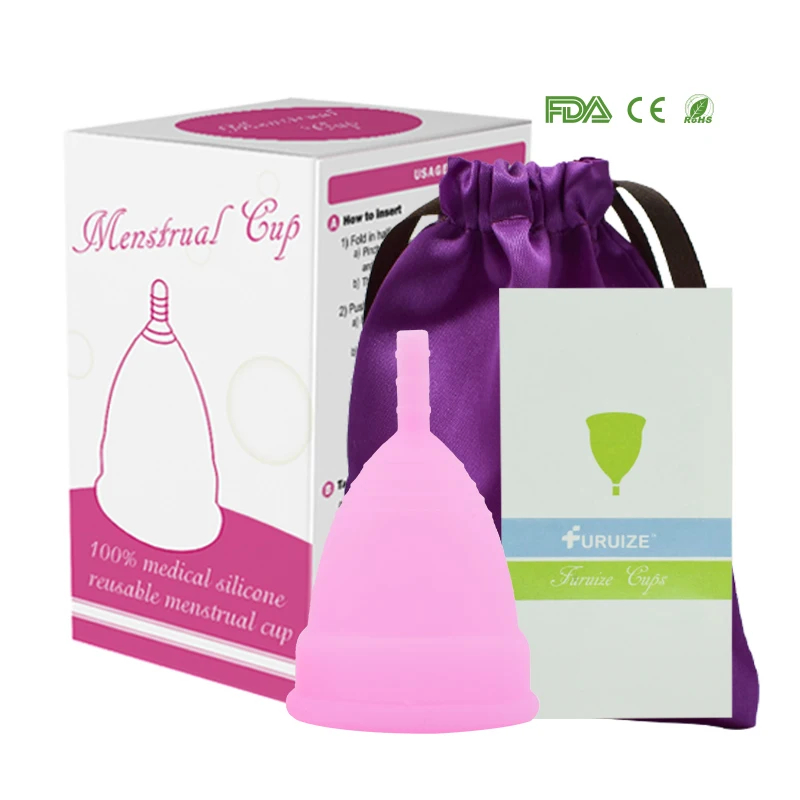 1pcs-bag-box-purple Медицинской Силиконовой Менструальной Чашки Женская Гигиена Копа менструальной Чашки Леди - Цвет: 1pcs-bag-box-purple