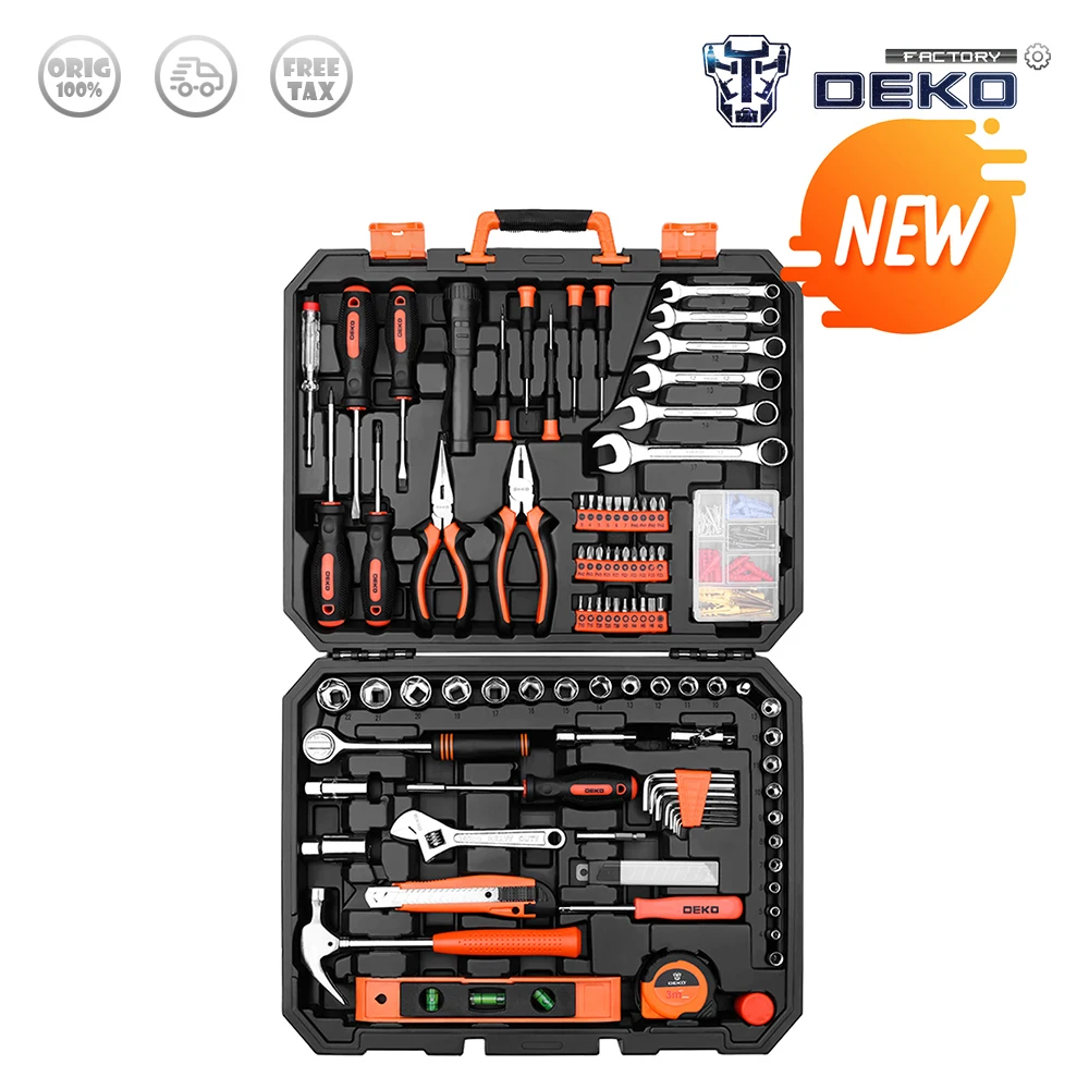 

DEKO 208 Pcs Professional Car Repair Tool Set Auto Ratchet Spanner Screwdriver Socket Mechanics Tools Kit W/ Blow-Molding Box