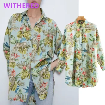 

Withered new england high street Tropical print loose blouse women blusas mujer de moda 2020 kimono shirt womens tops and blouse