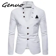 Genuo, Новое поступление, роскошный мужской блейзер, модный бренд, высокое качество, смесь хлопка, приталенный мужской костюм, Terno, блейзеры для мужчин