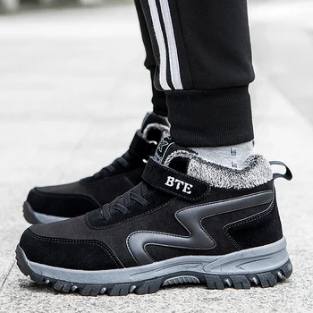 

Men Sneakers Winter Snow Boots Men Plus Cotton Bota Coturnos Masculino Fashion Male Non-slip Footwear Mid-aged Winter Sneakers
