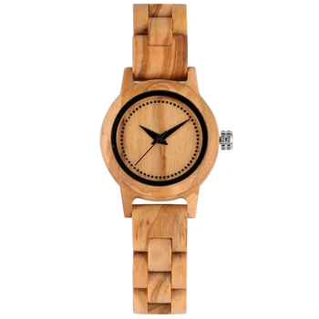

Casual Women Wooden Watches Round Dial Natural Wood Bangle Simple Design Ladies Wristwatch Full Wood Clock relogio feminino