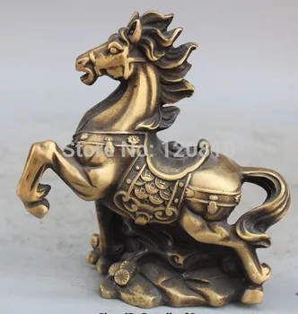 

18CM Marked Chinese Bronze FengShui Wealth Money Zodiac Animal Horse Statue