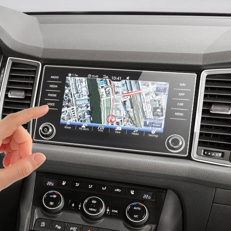 256x136 мм Автомобильный gps навигационный экран стекло сталь защитная пленка с отверстиями для Skoda Kodiaq Karoq
