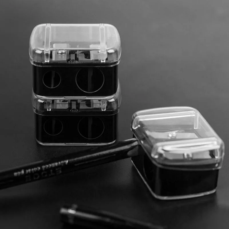

2pc Simple Double Hole Pencil Sharpener Pencil Sharpener Office Supplies Korean Stationery Students Gift Pencil Sharpener