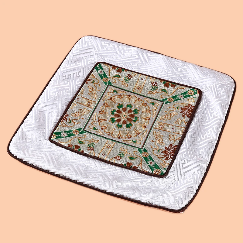 Chinese Dining Table Mat Patchwork Vintage Square Insulation Pad Natural Mulberry Placemats Kitchen Accessories