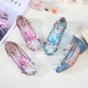 

Fashion Snow Queen Crystal Bright Diamond Sandals Girl Princess Elsa Single Shoes Girl Performance High Heels Sandals