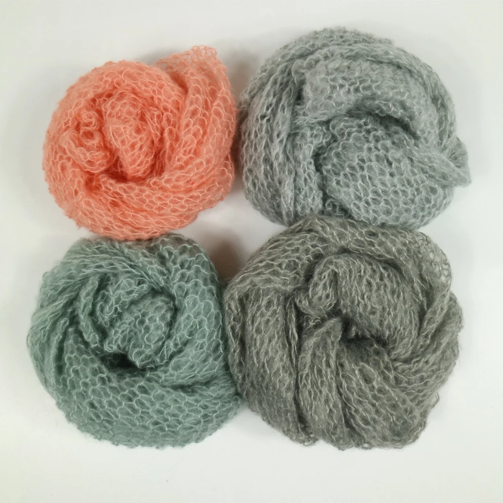 

Clearance! 3pcs/set Handknitted Stretch Soft Mohair Newborn Photo Baby Wraps 60x30cm Newborn Baby Photography Accessories