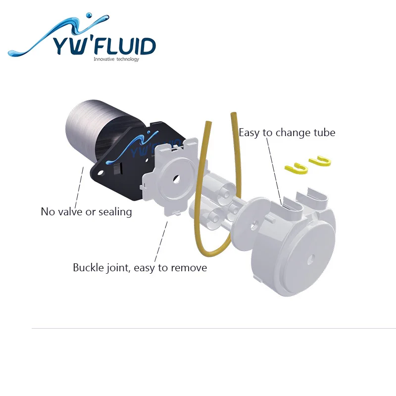 YWfluid Высокое качество 12 В/24 В мини перистальтический насос с двигателем