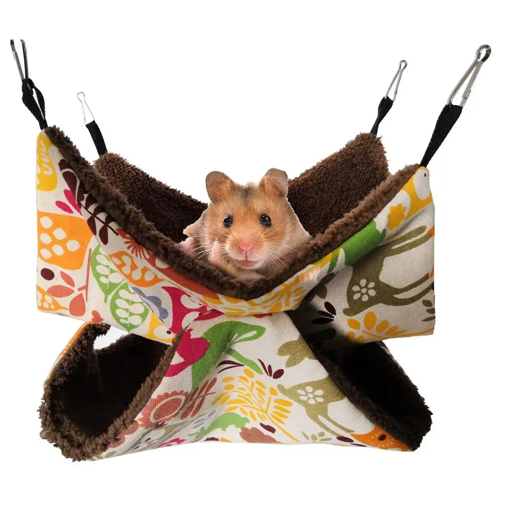 C Hamster Hammock Warm Double Layer Sandwich Small Pet Hammock Hanging Squirrel Sleeping Bag Pet Supplies - Цвет: C