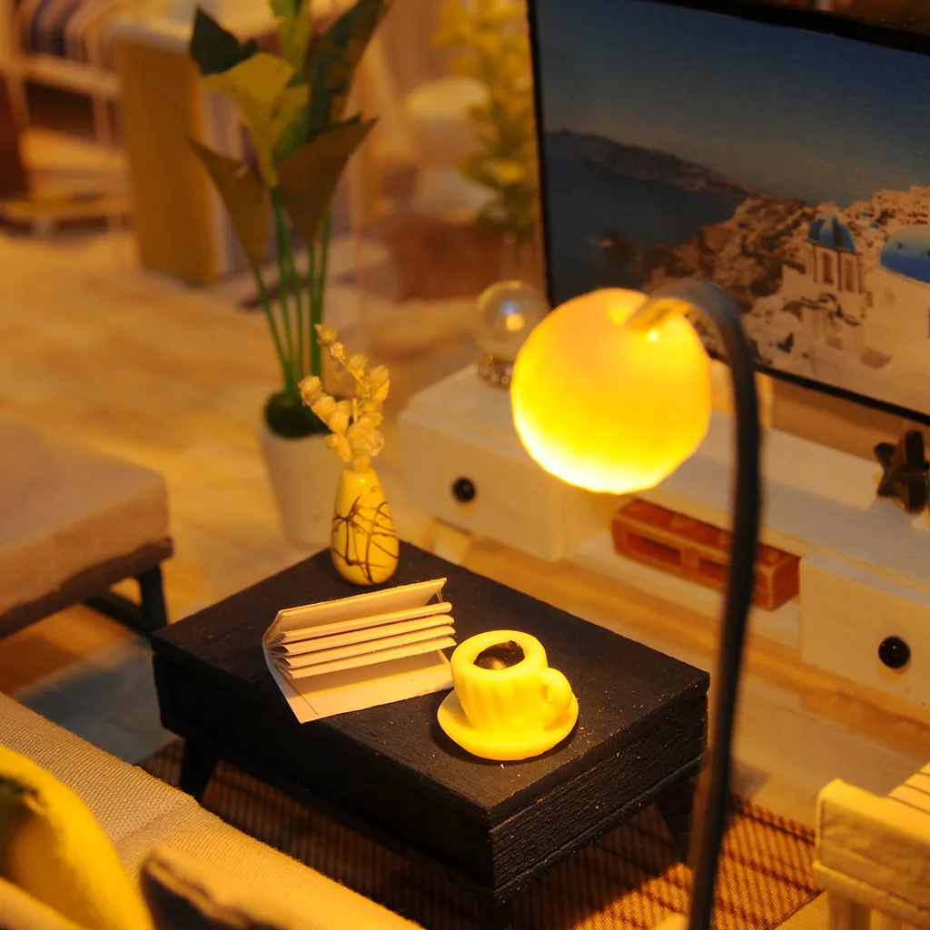 Миниатюрный дом мебель для детей Обучающие Развивающие игрушки DIY 3D деревянная миниатюрная мебель светодиодный дом креативные подарки игрушка Y1210