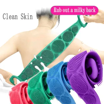 

Bath Shower Long Silicone Body Brush Bath Belt Exfoliating Back Brush Belt Wash Good Toughness Suitable For Different People