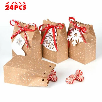 

Packing Paper bags Package Kraft Paper With Tag Cute Celebration 24pcs