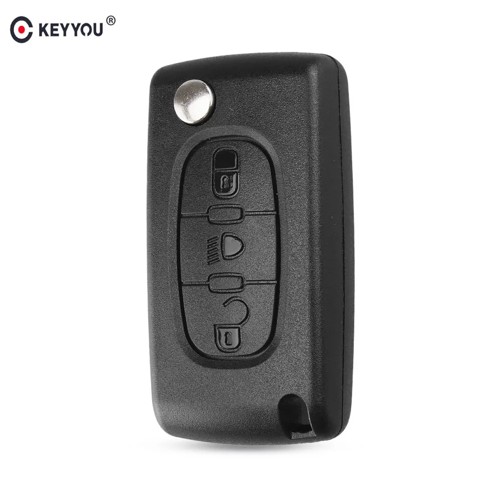 KEYYOU-funda para llave de coche, cubierta de 3 botones con tapa, mando a distancia, plegable, para Citroen C2, C3, C4, C5, C6, C8, XSARA, hoja VA2/HU83