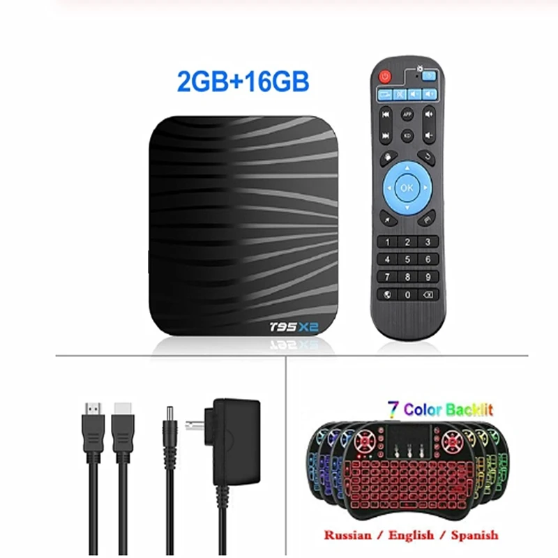 2GB16GB i8 Android 9,0 Smart tv BOX T95X2 4 Гб 64 Гб четырехъядерный процессор Amlogic S905X2 H.265 4K медиаплеер Youtube телеприставка T95 X2 - Цвет: 2GB16GB i8