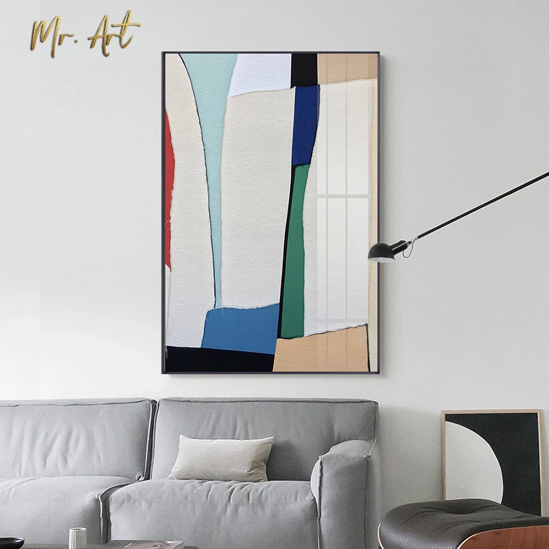 

Poster Print Abstract Creative Color Blocks Painting Pictures Modern Home Decor Scandinavian Wall Art Picture for Living Room