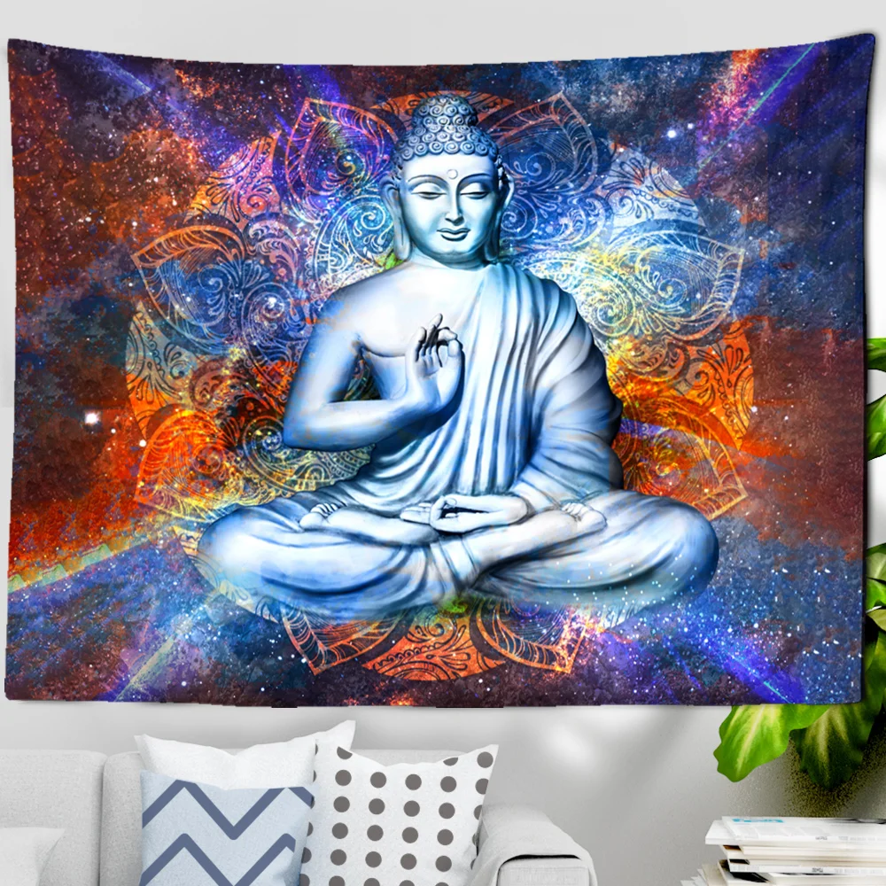 Buddha Tapestry Wall Hanging Meditator Seven Chakras Indian Bohemian Style Mandala Tapiz Hippie Home Decor 4