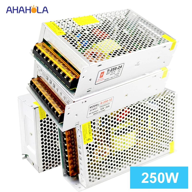 AC 220 V к DC 12 V 24v импульсный источник питания 12v 20a 24v 10a 250w источник Питания Smps 12v 24 V DC для светодиодной ленты