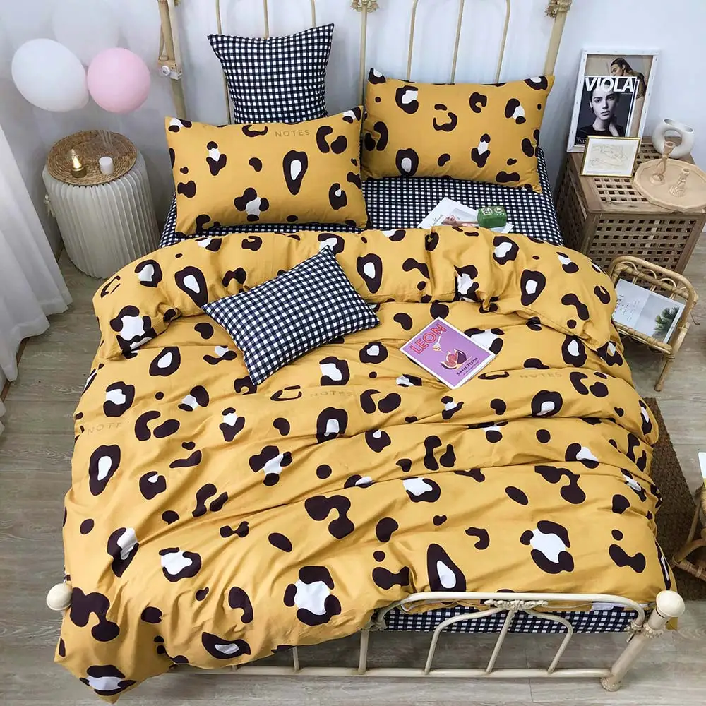 

2019 Sexy Leopard Print Yellow Bedlinens Twin Queen Size Duvet Cover Set Kids Children Bedding Set Cotton Bedsheet Bedspread