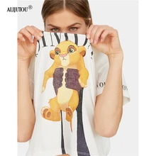 Novo Pequeno Simba Rei Leão T-shirt de Impressão T-shirt Das Mulheres do Hip Hop Casual Engraçado Cartoont Homme Conforto Algodão Camiseta Rua bershkaing(China)