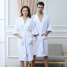 Ночной халат-Пижама, Хлопковое платье, новая летняя одежда для сна, ночная рубашка, хлопковое японское кимоно, вафельный Халат с короткими рукавами