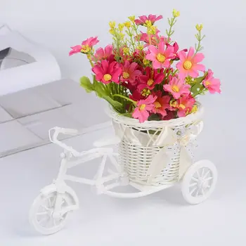 

Hand-woven Flower Basket Rattan Tricycle Planter Bike Bicycle Tricycle Outdoor Garden Patio Object Storage Flower Vase